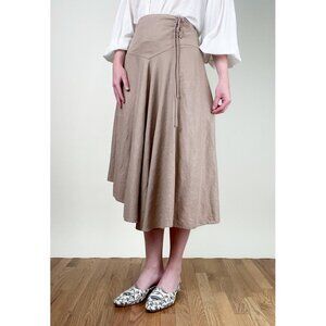 Vintage Diane Von Furstenberg Linen Silk Midi Skirt Asymmetrical Whimsigoth Boho